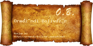 Ormándi Bolivár névjegykártya